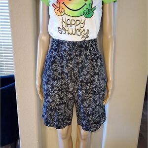 GAP high waist  Lived-In Shorts Black Floral Print